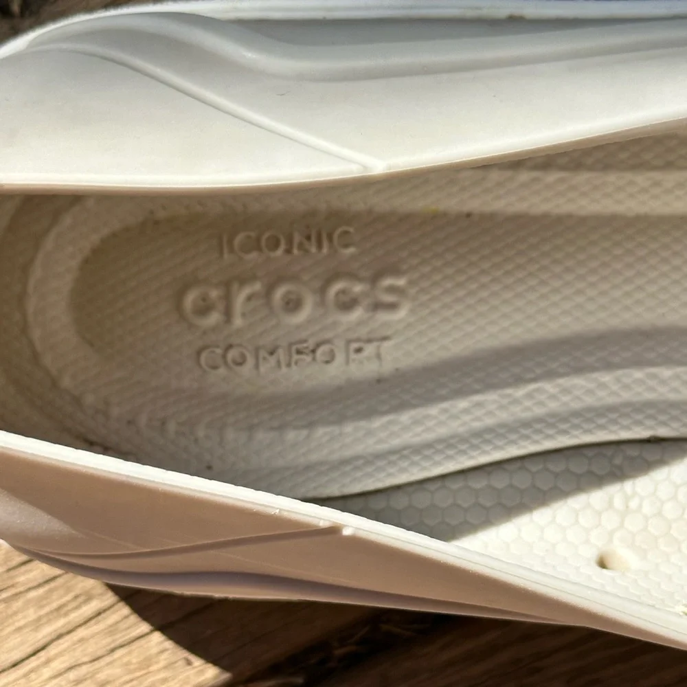 CROCS Iconic Comfort White Perforated Loafers - Picture 2 of 8